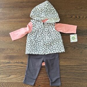 Little Me Pink and Gray Leopard Print Kids Matching Set 12M